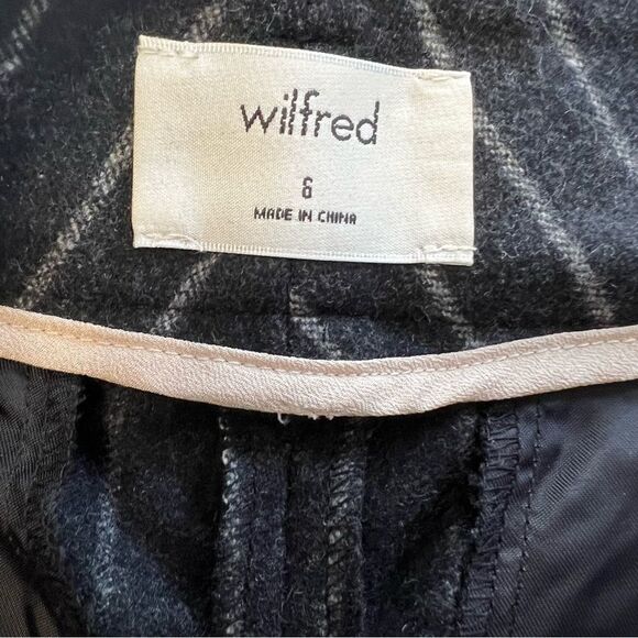 Aritzia Wilfred Pinstripe Wool Cashmere Blend Straight Leg Pants Gray 6 - Picture 9 of 11
